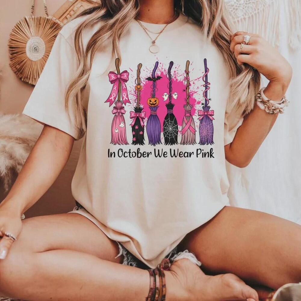 Halloween  Awareness Shirt, Ribbon Witch Broom